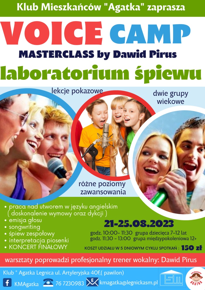 VOICE CAMP - MASTERCLASS by Dawid Pirus. WAKACYJNE LABORATORIUM ŚPIEWU dla każdego!