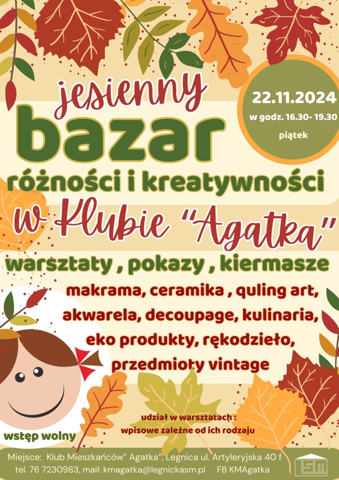 ,,Jesienny bazar r&oacute;żności i kreatywności" w Klubie  "Agatka".