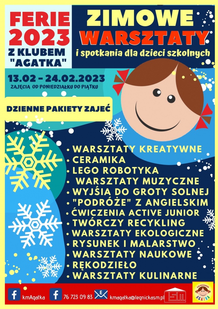 Ferie zimowe 2023 z Klubem &bdquo;Agatka&rdquo;.