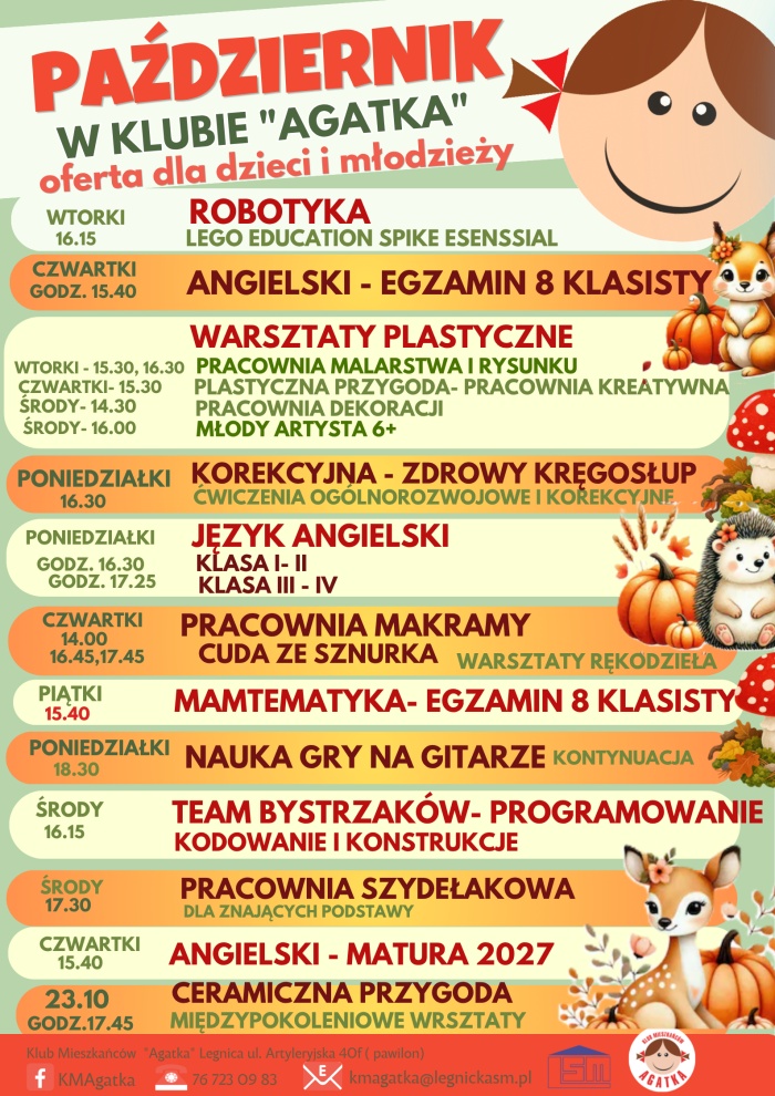 Październik w KM Agatka - dla dzieci i młodzieży