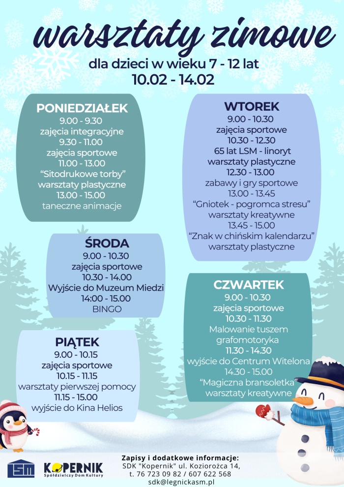 Warsztaty zimowe 10-14.02.